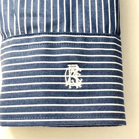 CHAPS Blue White Striped Long Sleeve Button Pinstripes Blouse Sz Medium - Picture 11 of 13